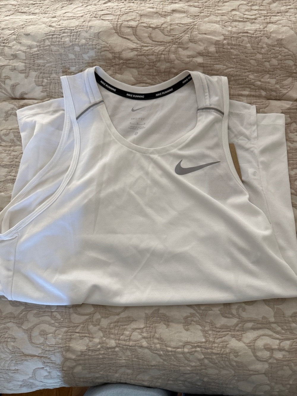Nike Women’s White Performance Tank with Gray Swoosh